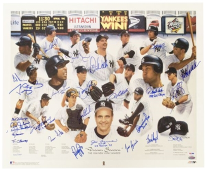 1998 New York Yankees Team Signed Limited Edition Lithograph with 25 Signatures including Jeter, Rivera & Torre